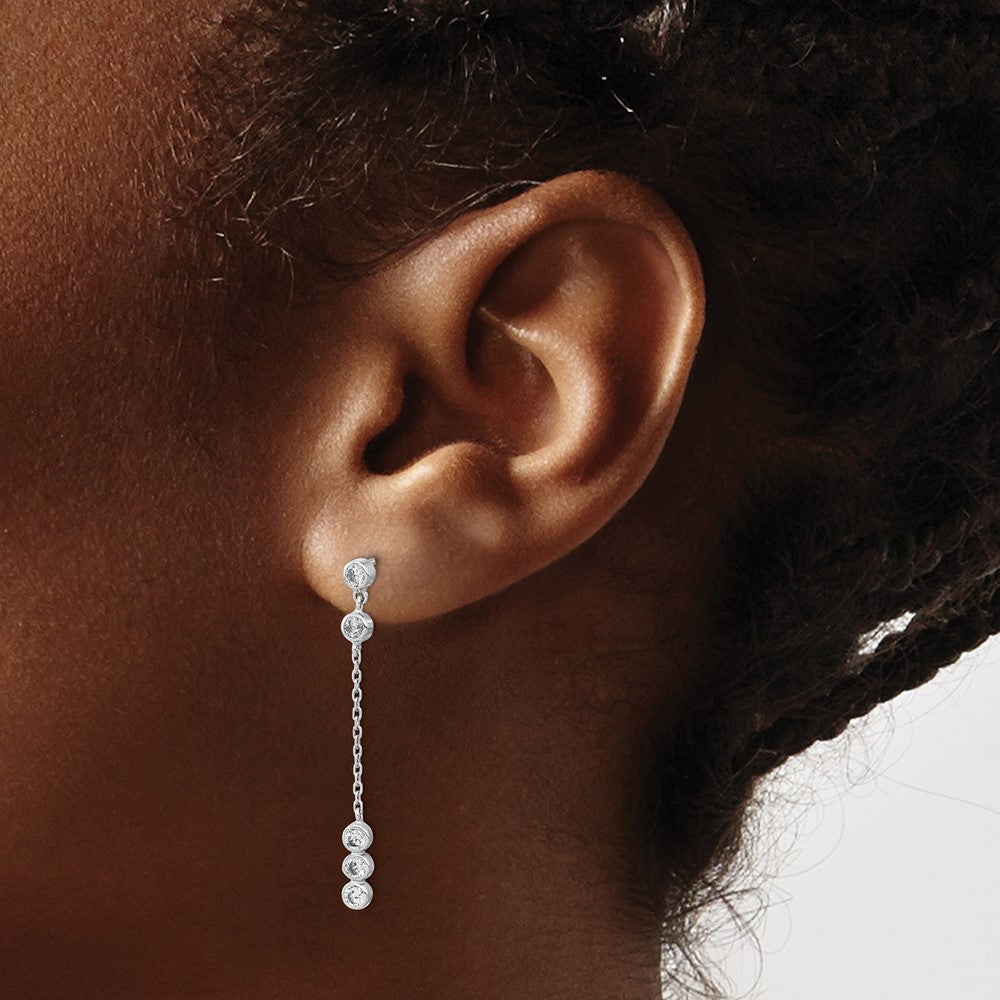 Exclusive 14K White Gold Chain Link Drop Earrings | Stylish Cubic Zirconia