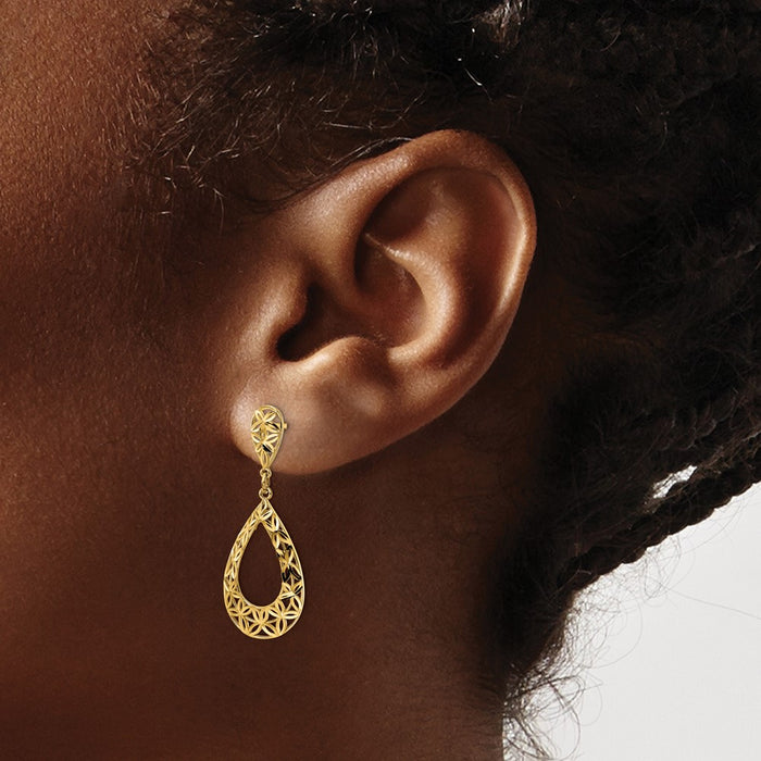 Shop Stylish 14K Gold Dangle Post Earrings - Diamond Cut, Affordable Luxury-3