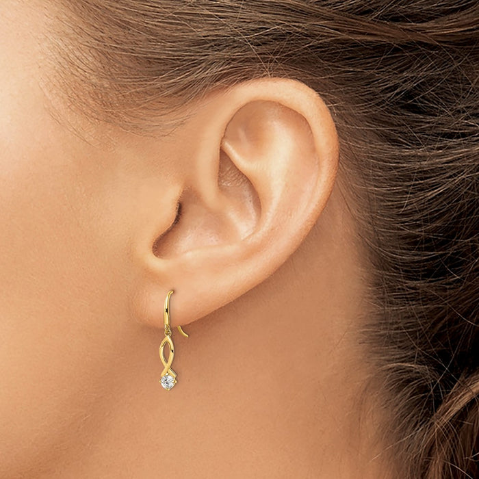 Buy Stylish 14K Gold Cubic Zirconia Dangle Earrings - Affordable Luxury!-3