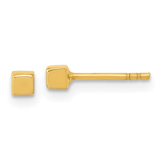 Shop Stylish 14K Gold Polished Cube Stud Earrings - 0.85mm, Affordable Price