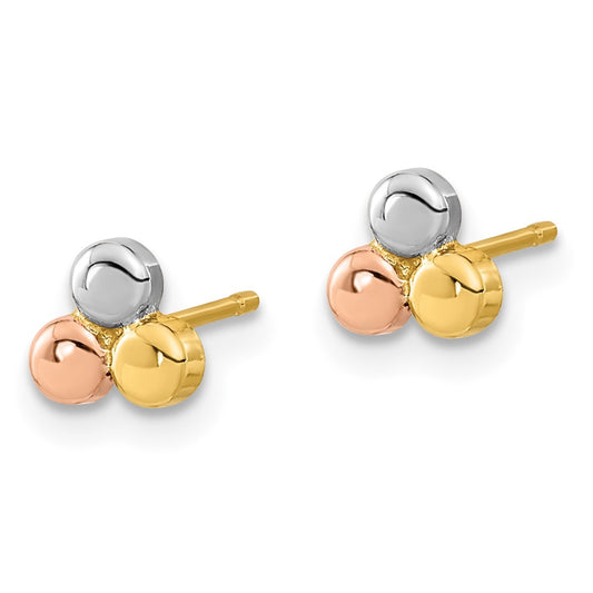 Buy Stylish 14K Tri-Color Gold Circle Stud Earrings - Affordable Luxury!