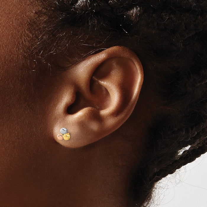 Buy Stylish 14K Tri-Color Gold Circle Stud Earrings - Affordable Luxury!-3