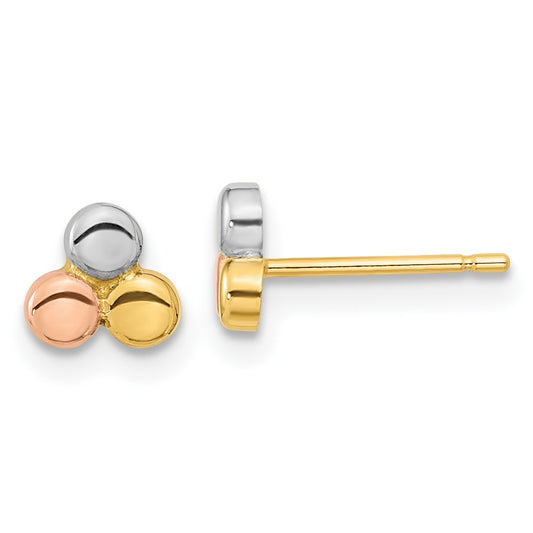 Buy Stylish 14K Tri-Color Gold Circle Stud Earrings - Affordable Luxury!