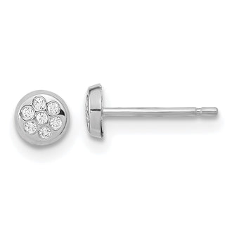 Buy Stylish 14K White Gold Circle Stud Earrings with Cubic Zirconia, 0.85mm
