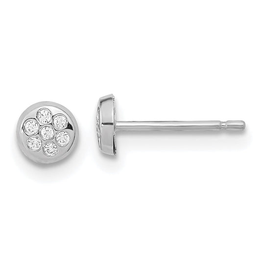 Buy Stylish 14K White Gold Circle Stud Earrings with Cubic Zirconia, 0.85mm