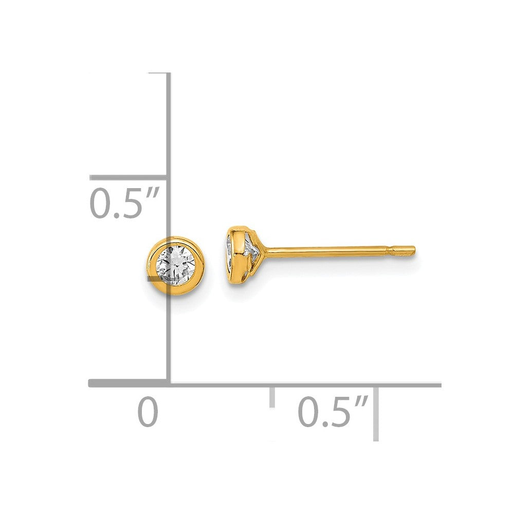Buy 14K Gold Polished Circle Bezel Cubic Zirconia Stud Earrings - Stylish Luxury