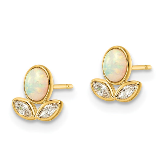 Shop 14K Gold Cubic Zirconia & Lab-Created Opal Stud Earrings - Stylish Value