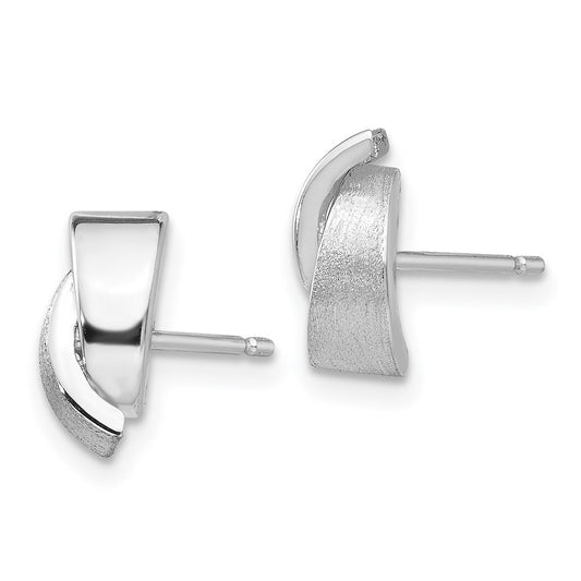 Shop 14K White Gold Elegant Post Earrings - Stylish Polished & Satin Finish