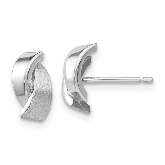 Shop 14K White Gold Elegant Post Earrings - Stylish Polished & Satin Finish