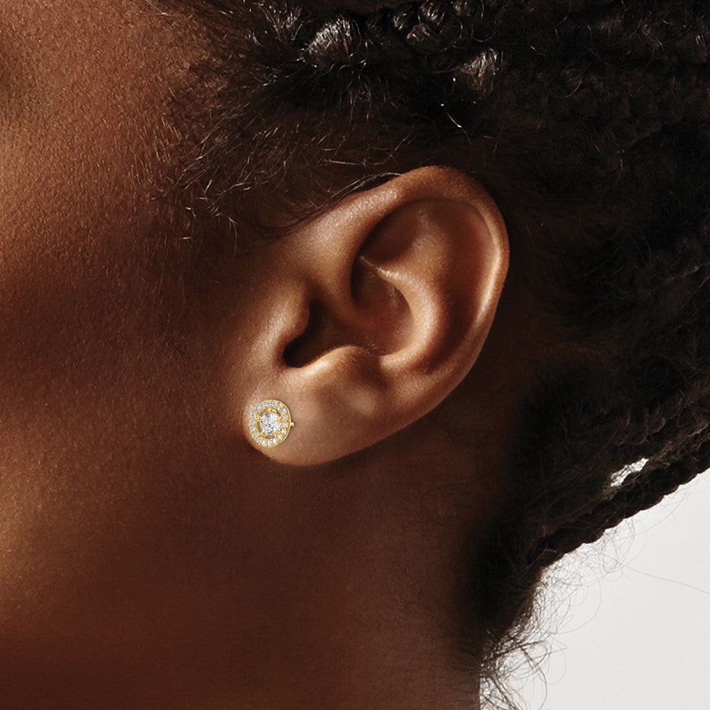 Buy Luxury 14K Gold Cubic Zirconia Halo Stud Earrings - Stylish & Affordable