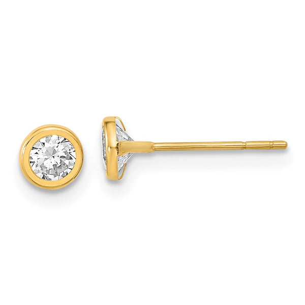 14K Gold Polished CZ Stud Earrings