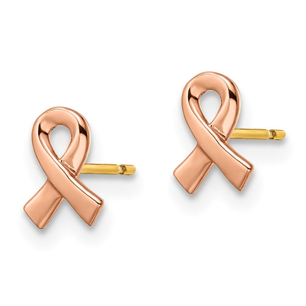 14K Two-Tone Rose & Yellow Gold Awareness Ribbon Earrings