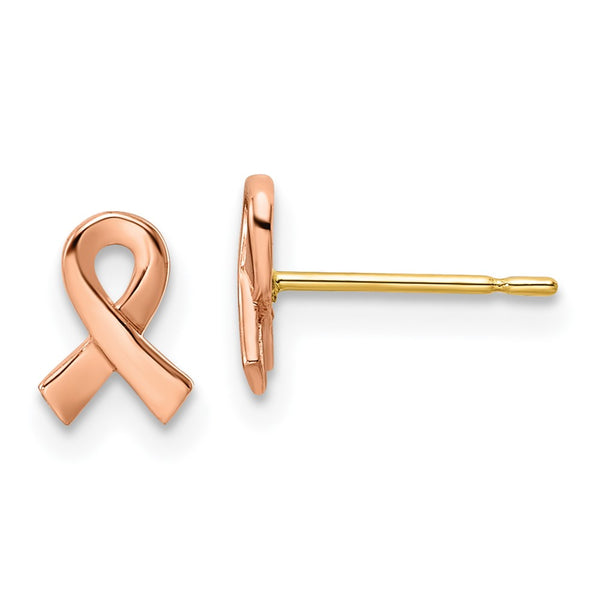 14K Two-Tone Rose & Yellow Gold Awareness Ribbon Earrings