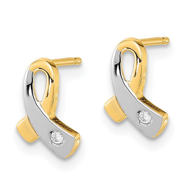 14K Gold CZ Awareness Post Earrings - 0.85mm