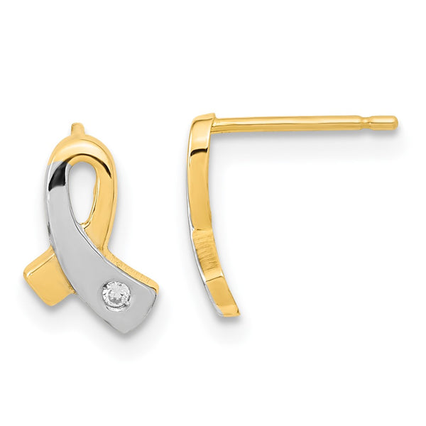 14K Gold CZ Awareness Post Earrings - 0.85mm