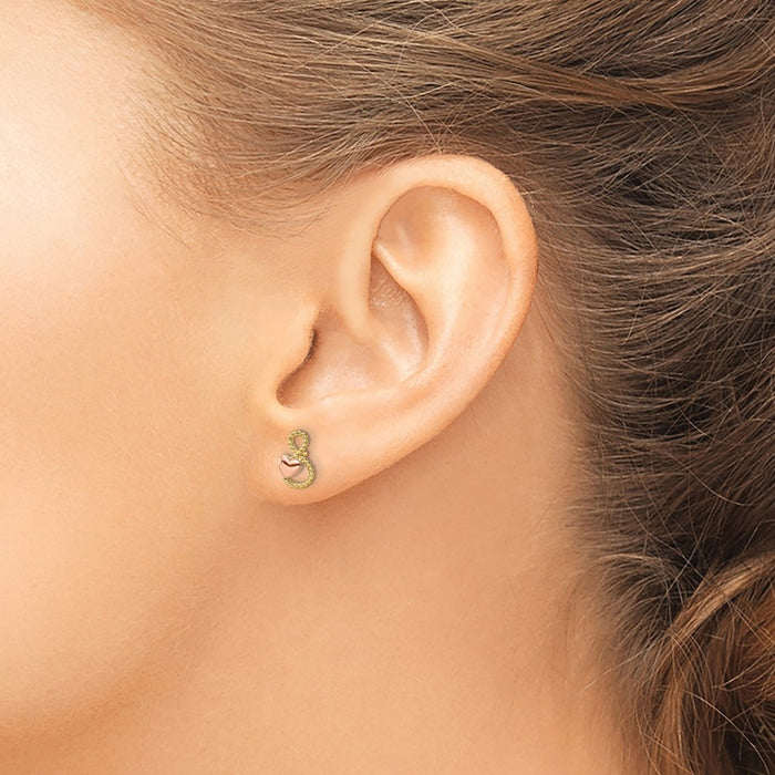 High-Quality 14K Gold Two-Tone Heart-Shaped Stud Earrings - Stylish Value!-3