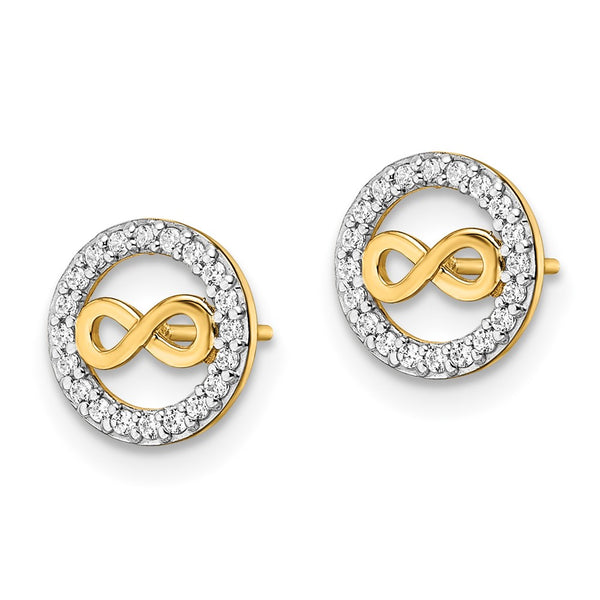 14K Gold Plated Infinity Symbol CZ Stud Earrings