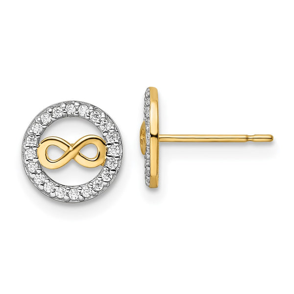 14K Gold Plated Infinity Symbol CZ Stud Earrings