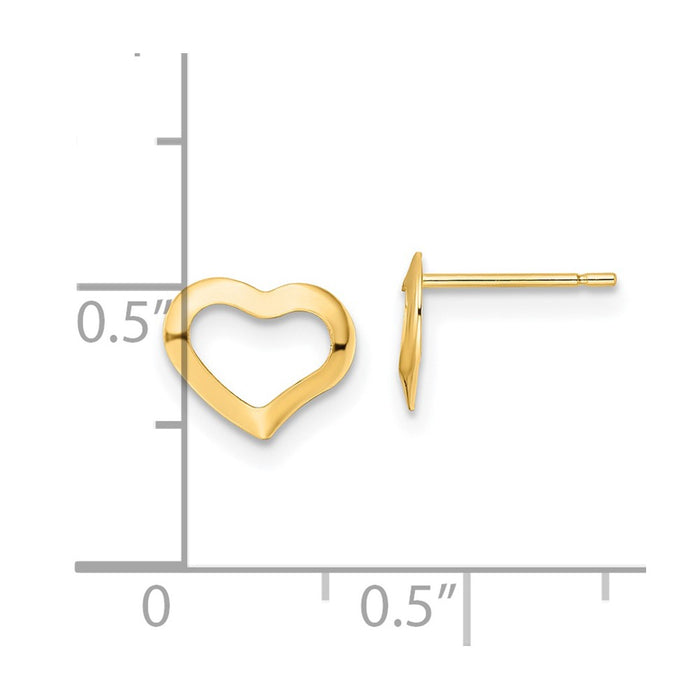 Shop 14K Gold Polished Heart Stud Earrings - Stylish Luxury for Any Occasion-4