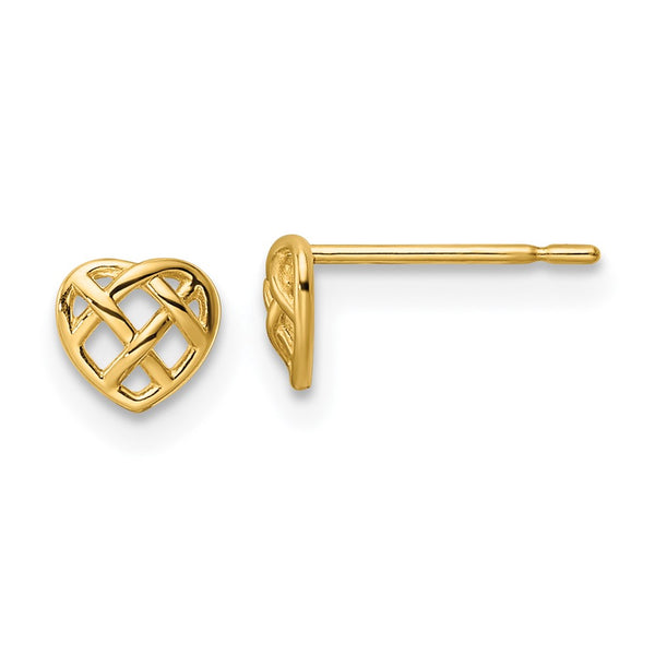 14K Gold Heart-Shaped Stud Earrings - Style GR1-1020696