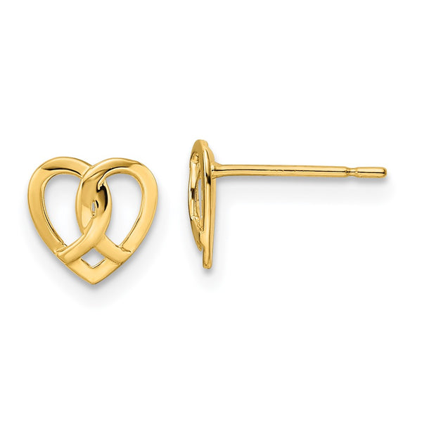 14K Gold Heart-Shaped Stud Earrings - Style GR1-1020699