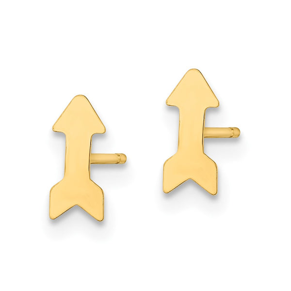 14K Gold Polished Arrow Stud Earrings
