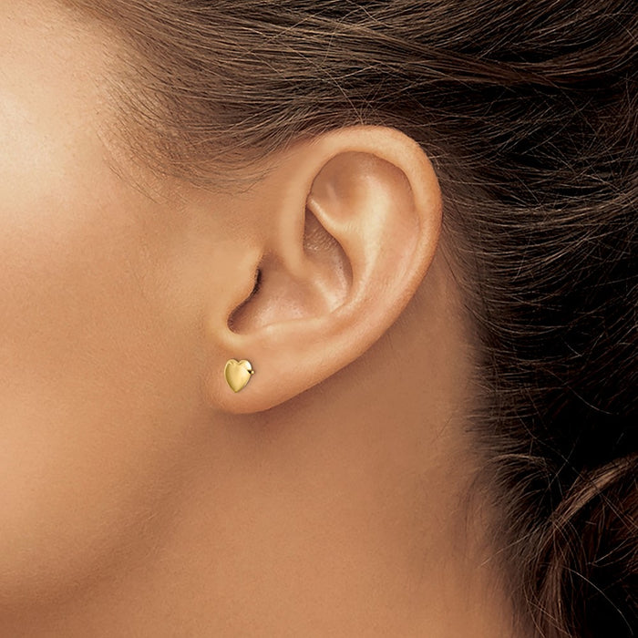 Shop Stylish 14K Gold Polished Heart Stud Earrings - Affordable Luxury Design-3
