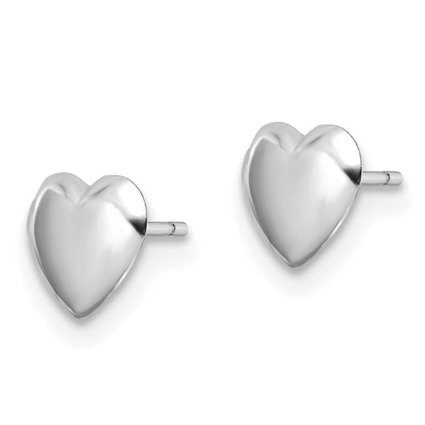Polished Heart Post Earrings in 14K White Gold