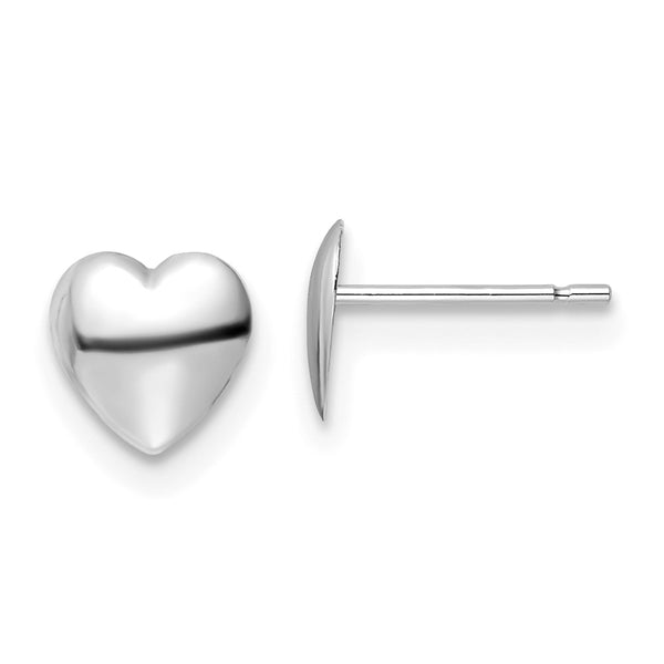 Polished Heart Post Earrings in 14K White Gold