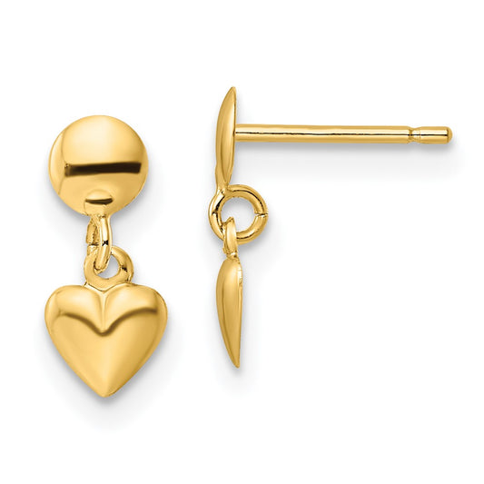 Buy Stylish 14K Gold Polished Heart Drop Earrings - Affordable Luxury Jewelry