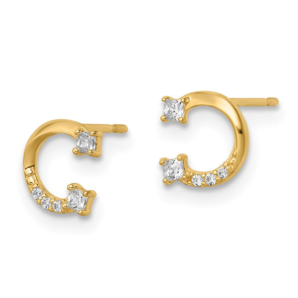 14K Gold Cubic Zirconia Horseshoe Stud Earrings
