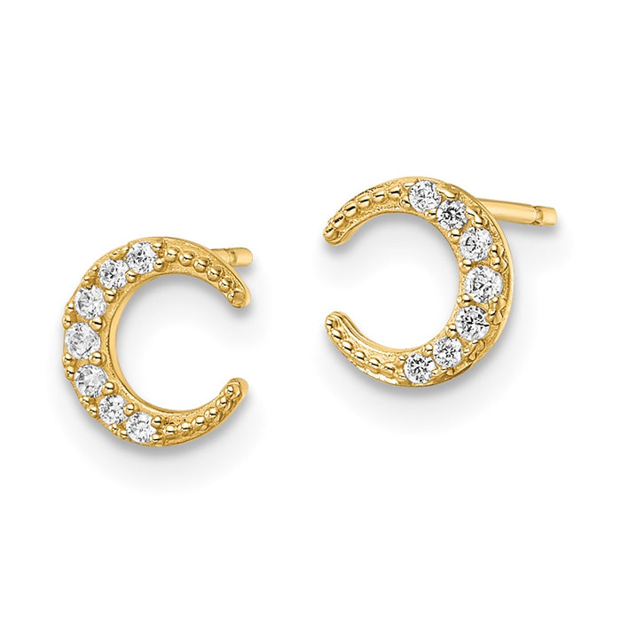 Shop Stylish 14K Gold Moon Stud Earrings with Cubic Zirconia - Affordable Luxury-2