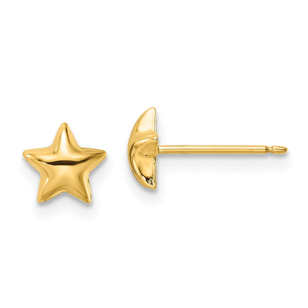 14K Gold Polished Star Stud Earrings - Style GR1-1020733