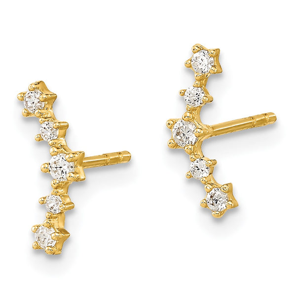 14K Gold Polished Fancy CZ Stud Earrings