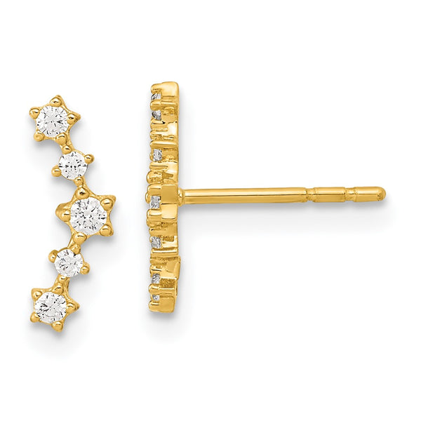 14K Gold Polished Fancy CZ Stud Earrings