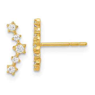 Shop 14K Gold Polished Fancy CZ Stud Earrings - Stylish & Affordable Luxury!