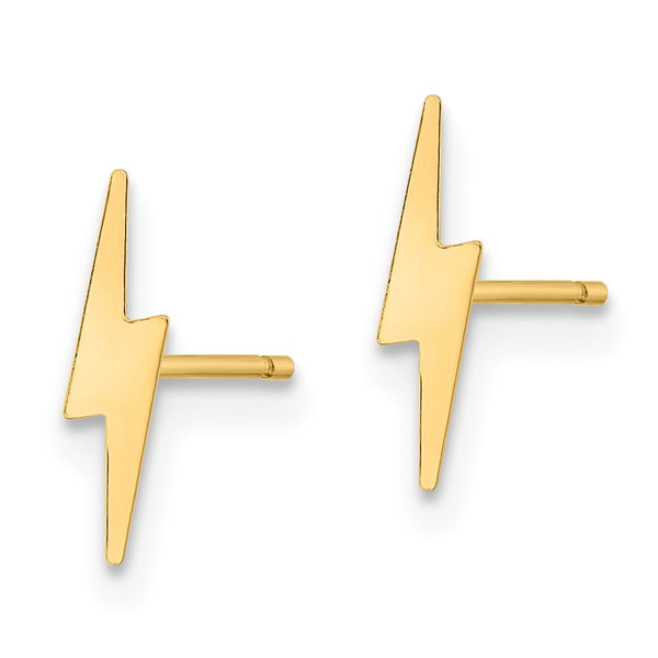 14K Gold Lightning Bolt Stud Earrings
