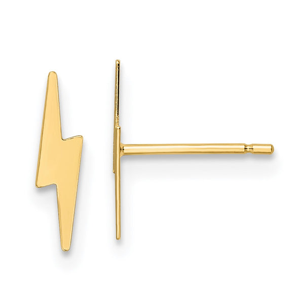 14K Gold Lightning Bolt Stud Earrings