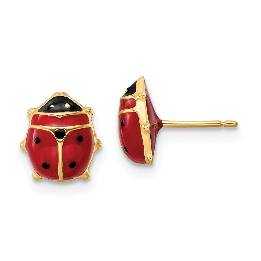 Shop Stylish 14K Gold Polished Large Ladybug Enamel Post Earrings - Affordable Luxury