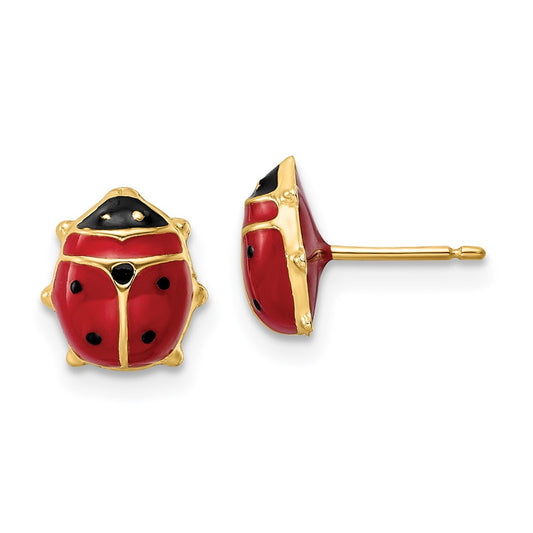 Shop Stylish 14K Gold Polished Large Ladybug Enamel Post Earrings - Affordable Luxury