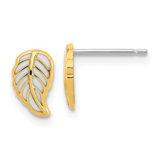 High-Quality 14K Two-Tone Leaf Design Stud Earrings - Stylish Value Addition