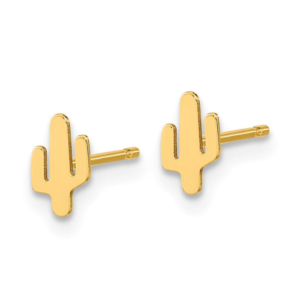 14K Gold Polished Cactus Stud Earrings - Style GR1-1016004
