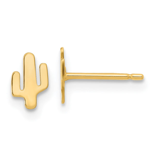 14K Gold Polished Cactus Stud Earrings - Style GR1-1016004