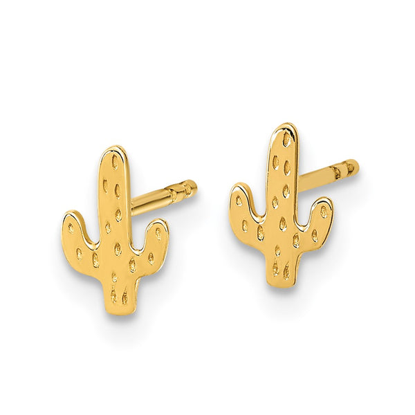 14K Gold Polished Cactus Stud Earrings - Style GR1-1020748