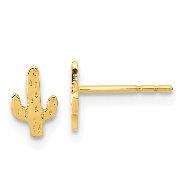 14K Gold Polished Cactus Stud Earrings - Style GR1-1020748