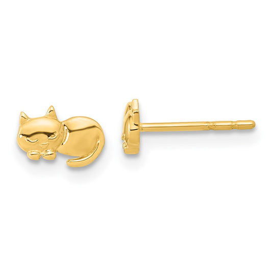 Shop Exclusive 14K Gold Polished Cat Post Earrings - Stylish & Affordable Choice
