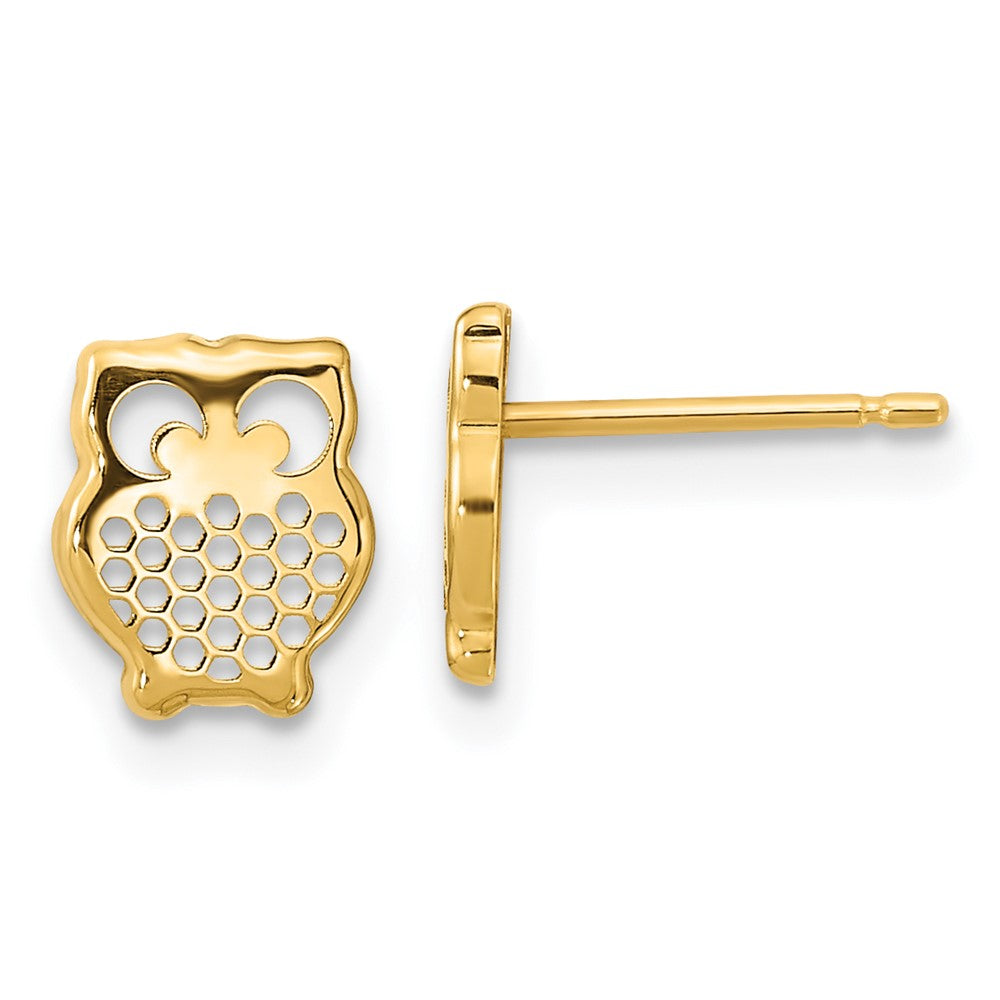 High-Quality Textured 14K Gold Owl Post Earrings - Stylish & Affordable!