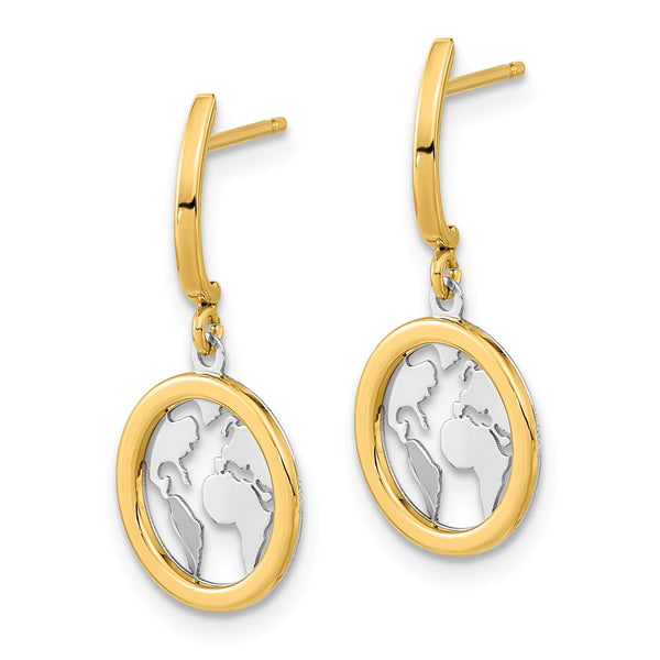 14K Polished White Rhodium Dangle Earrings - Earth-Inspired