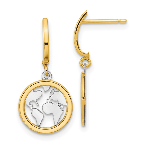 14K Polished White Rhodium Dangle Earrings - Earth-Inspired