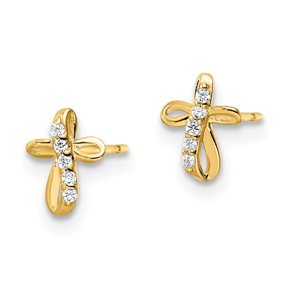 Shop Stylish 14K Gold Cubic Zirconia Cross Stud Earrings - Luxury Design